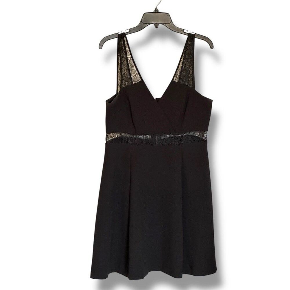 BCBGgeneration Sleeveless Lace Panel Fit And Flare Mini Party Dress Sz 12 Black